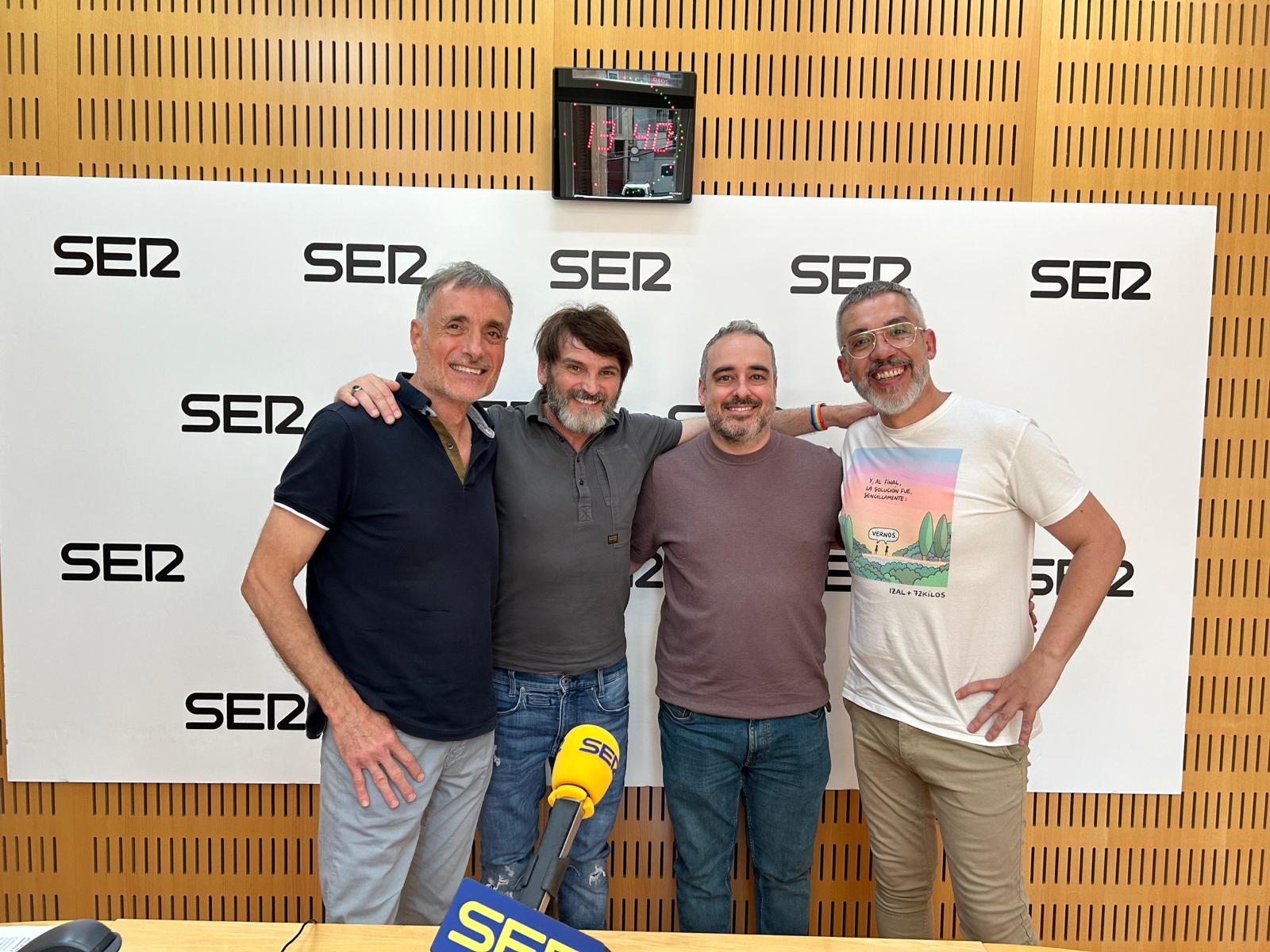 De izquierda a derecha: Salvador Serrano, Fernando Tejero, Joaquín Carmona y Paco Sánchez, en los estudios de Radio Murcia tras la entrevista con motivo del estreno de &#039;Últimas voluntades&#039;