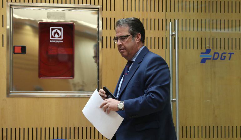 El director general de Tráfico, Gregorio Serrano, a su llegada a la rueda de prensa que ha ofrecido en la sede de la Dirección General en Madrid 