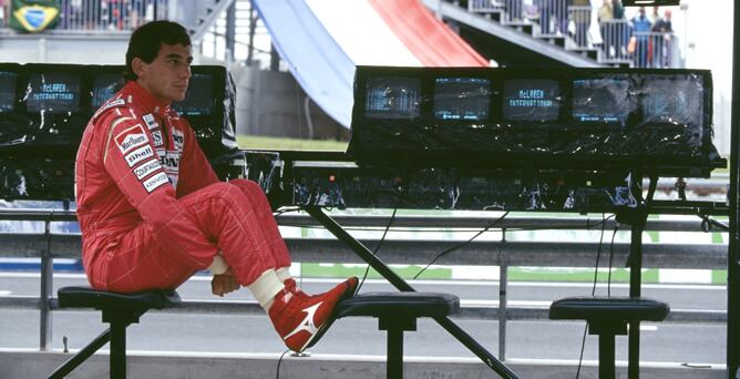 El piloto brasileño, en el circuito de Magny Cours en 1992.