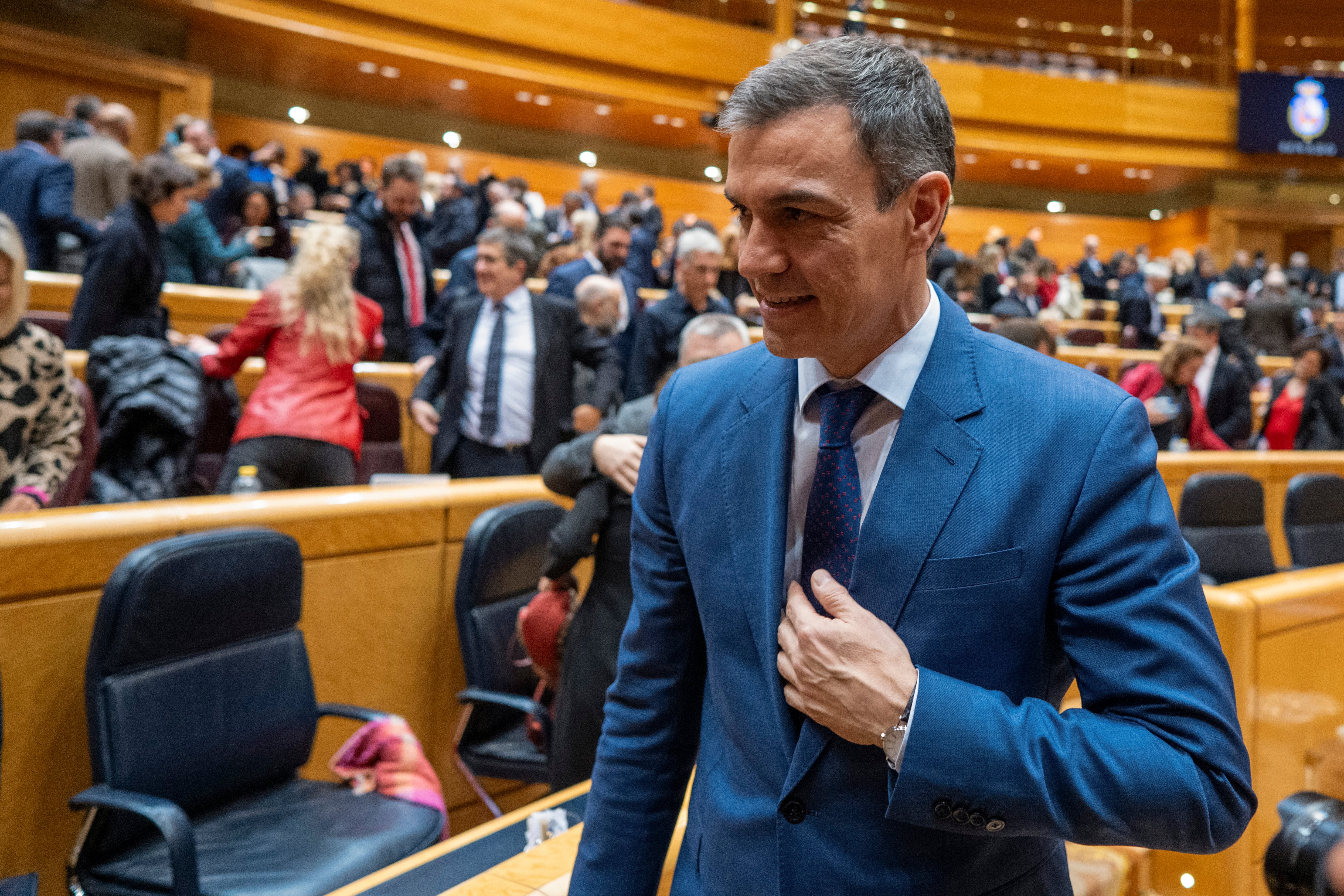 ¡El presidente del Gobierno, Pedro Sánchez, durante la votación en el pleno del Congreso.