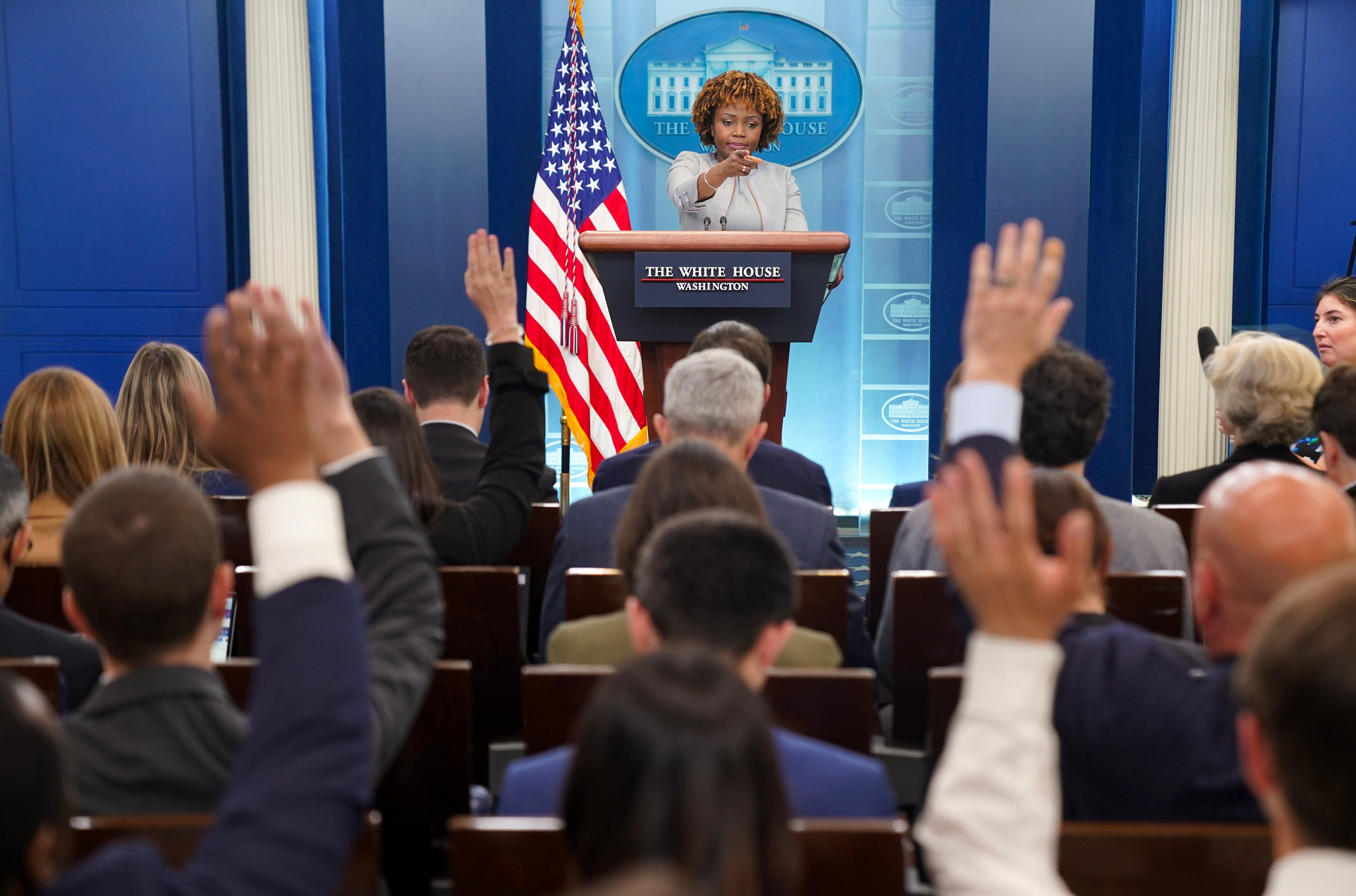 Rueda de prensa de la portavoz de la Casa Blanca. 