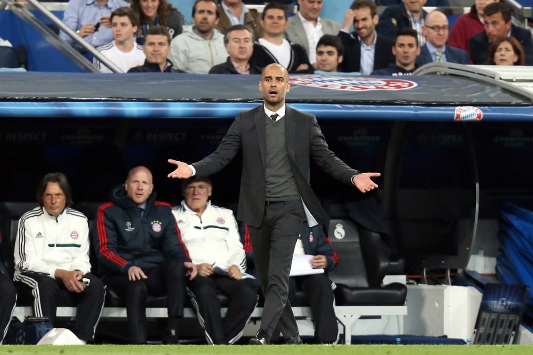 Guardiola en el enfrentamiento Real Madrid - Bayern