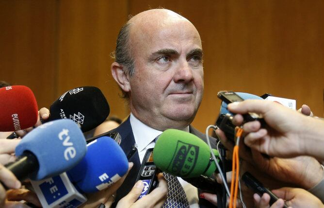 El ministro de Economía, Luis de Guindos, tras su intervención en la inauguración sobre las jornadas de reforma concursal en el Ministerio de Economía