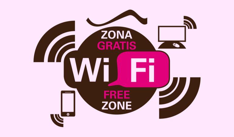 Cartel que avisa de zona wifi gratuita.