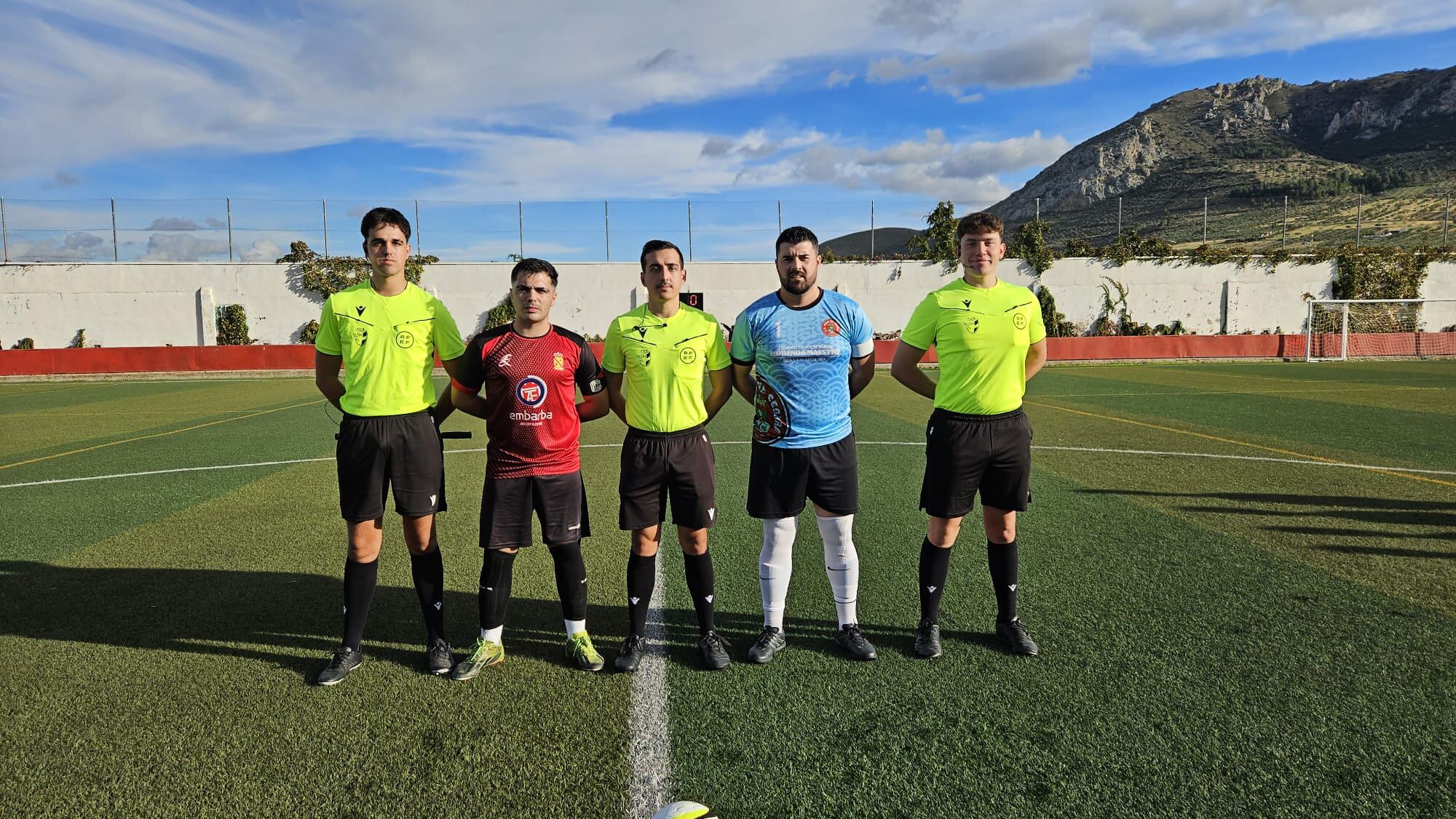 Trío arbitral del partido entre Jódar C.F. - C.D. Beas de Segura