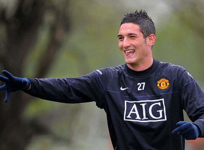 Macheda, durante un entrenamiento con los 'red devils'