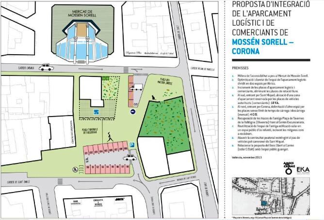 Proyecto realizado para Amics del Carme con la reordenación propuesta de los espacios de la plaza
