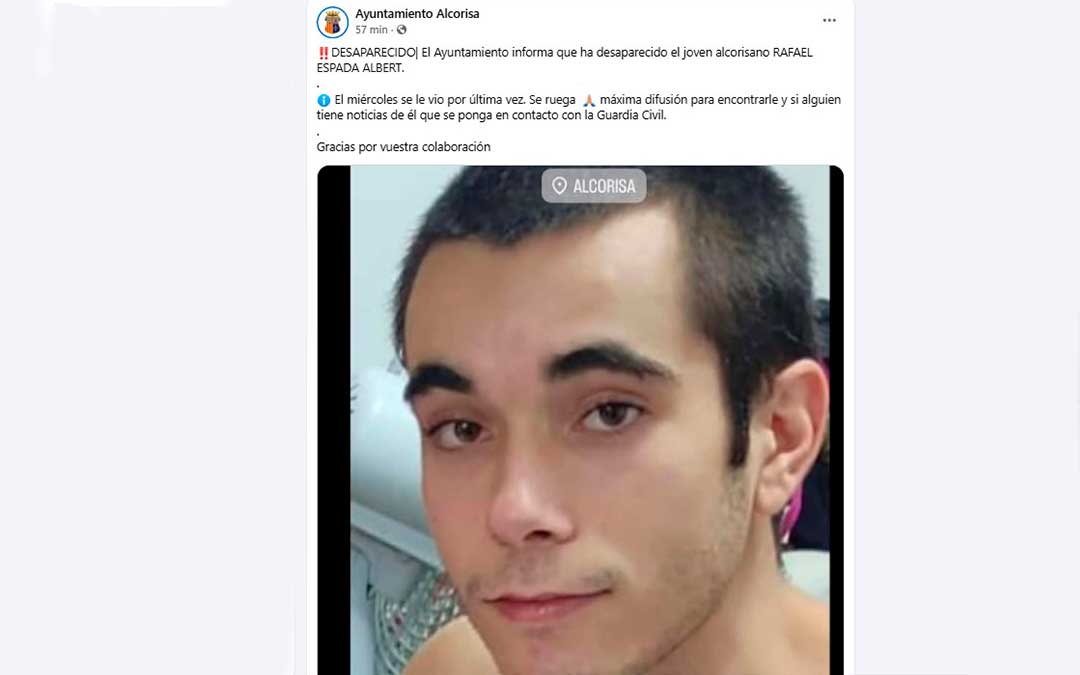 Desaparecido un joven de 22 años en Alcorisa, Teruel