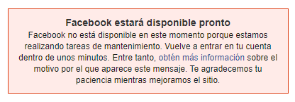 Aviso de Facebook a los usuarios / Facebook