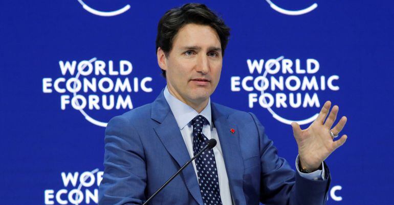 El primer ministro de Canadá, Justin Trudeau, durante su discurso en Davos