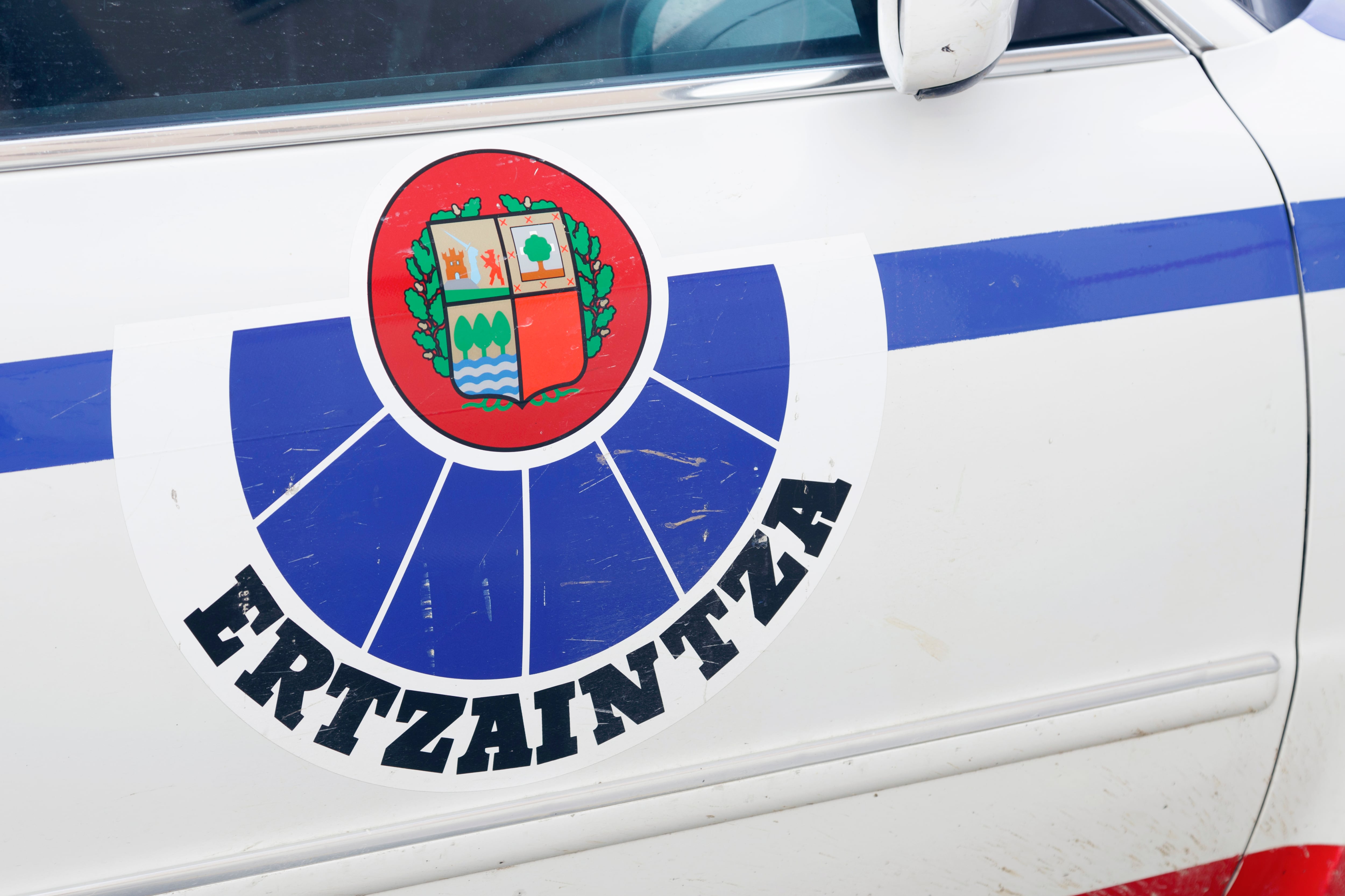 Ertzaintza logo in one of their cars. Ertzaintza is the police force for the autonomous community of Basque Country, Spain.