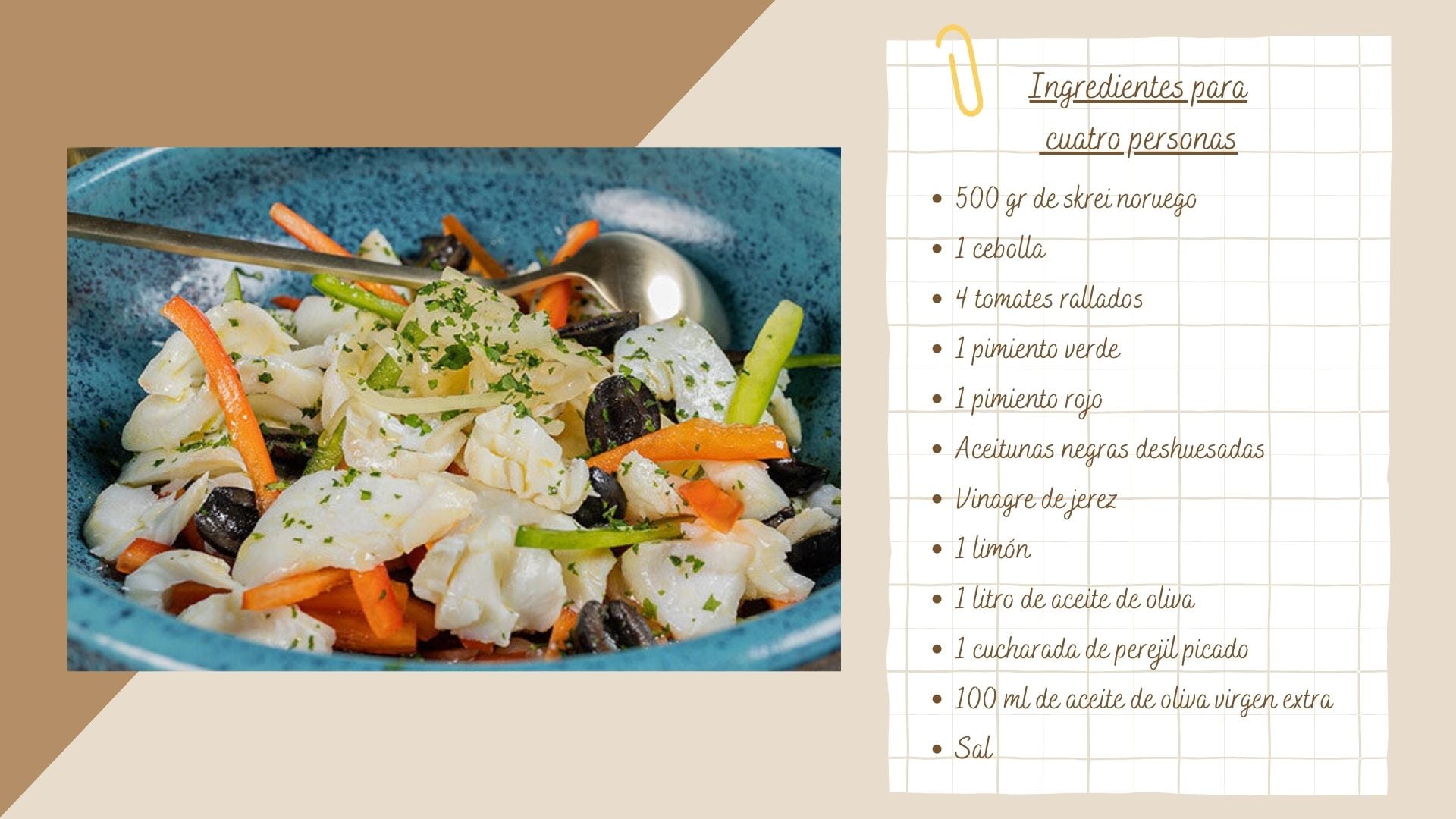 Receta de ceviche templado de lascas de skrei.