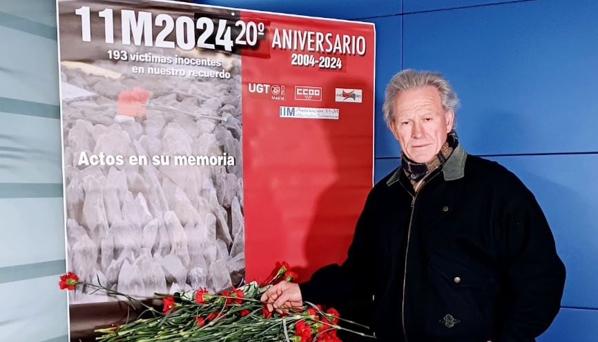 El conquense Cayetano Abad este 11 de marzo en el homenaje a las victimas de los atentados del 11-M en la estación de Atocha (Madrid).