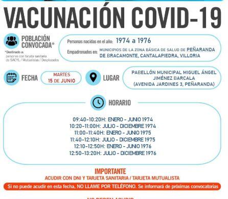 Información sobre la vacunación en Peñaranda de Bracamonte