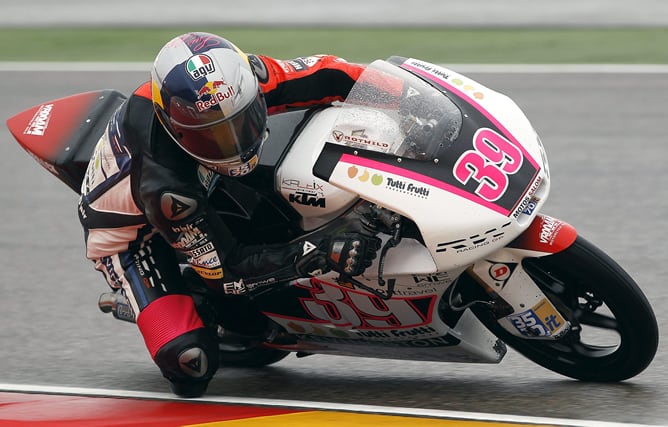 El piloto español de Moto3 Luis Salom (Kalex KTM), durante la primera sesion de entrenamientos cronometrados.