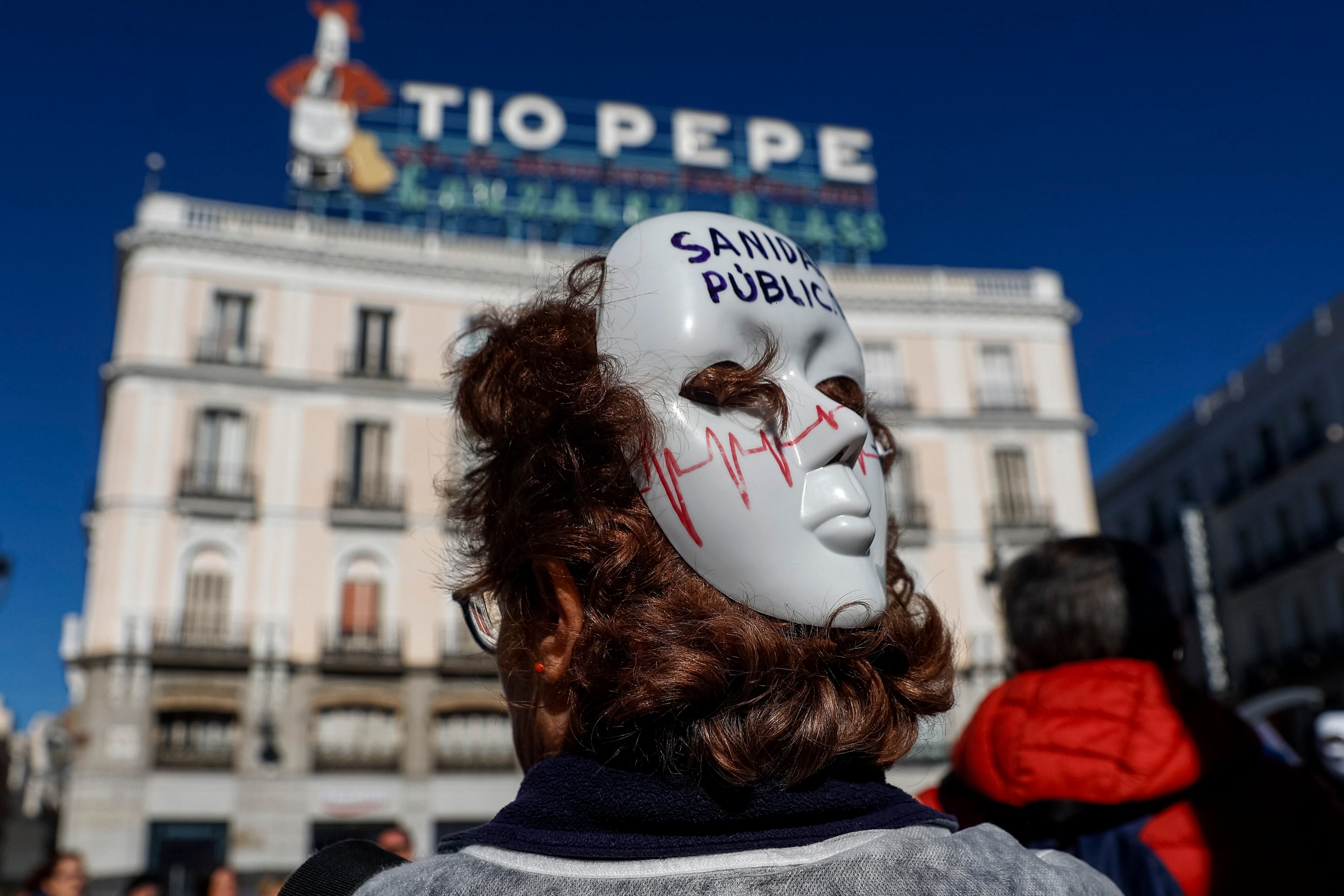 Marcha llevada a cabo por los médicos y pediatras de Atención Primaria este miércoles en Madrid, con motivo de la huelga indefinida.