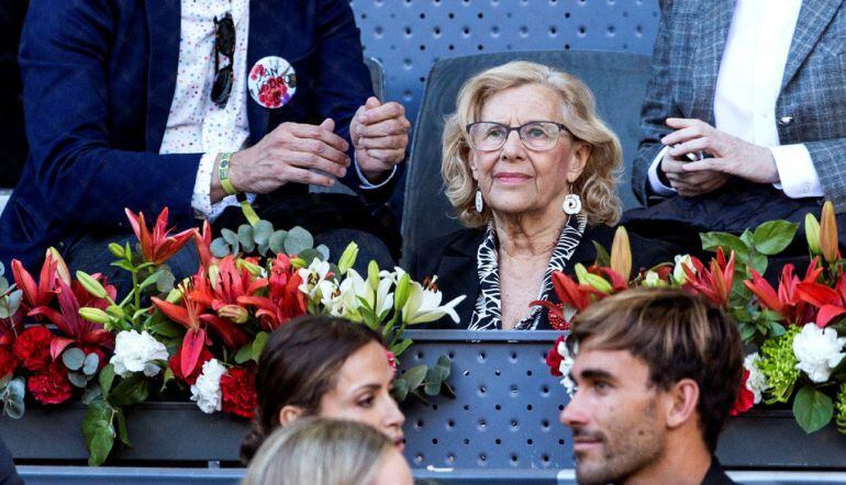 Manuel Carmena, en el palco de autoridades del Mutua Madrid Open