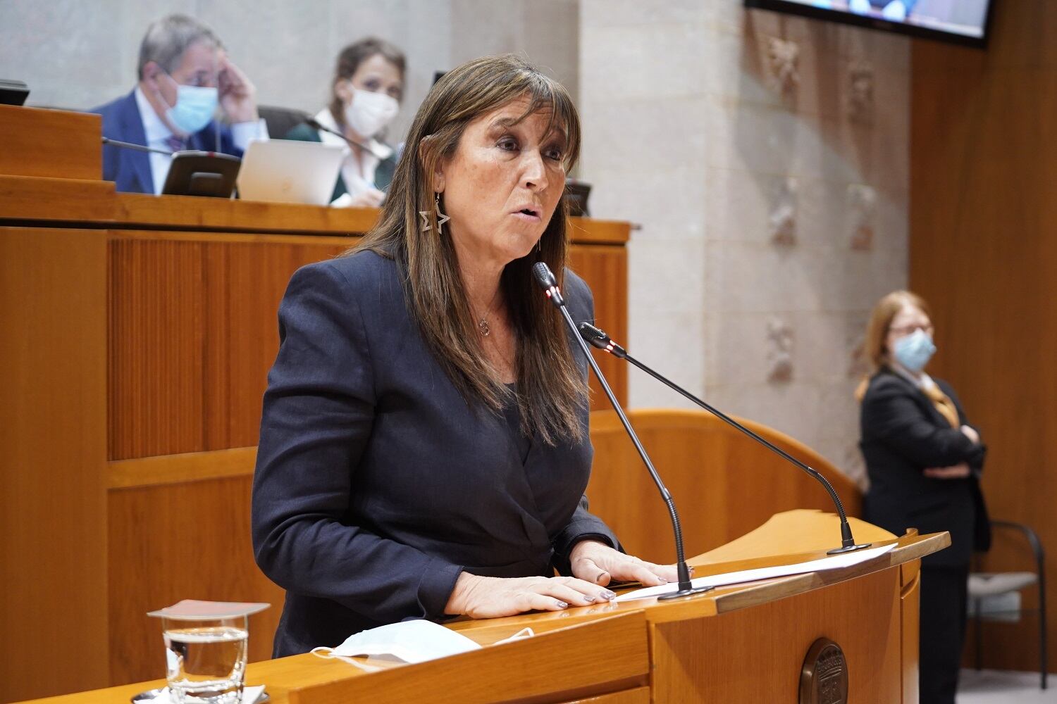 La consejera de Sanidad, Sira Repollés, durante su intervención en las Cortes de Aragón
