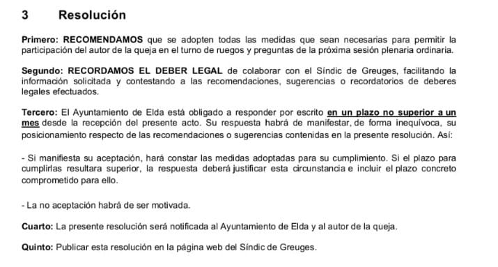 Resolución del Síndic de Greuges