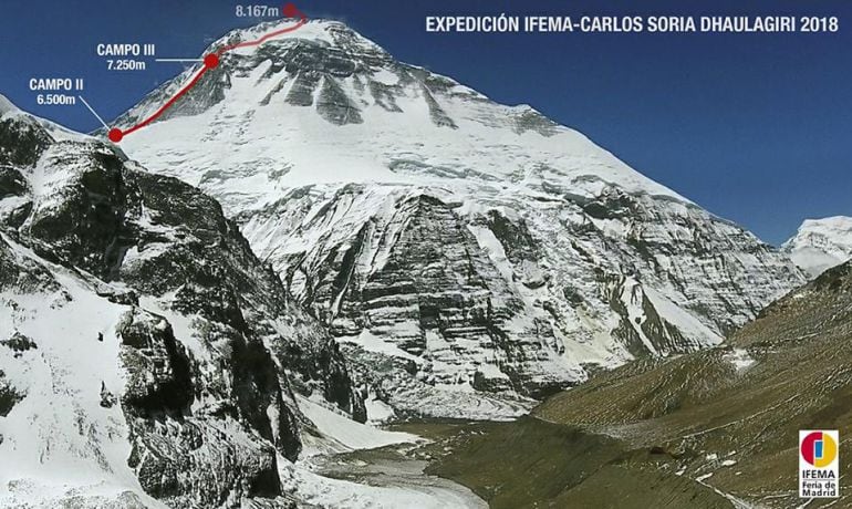 El fuerte viento reinante en la cumbre ha truncado el intento de cima