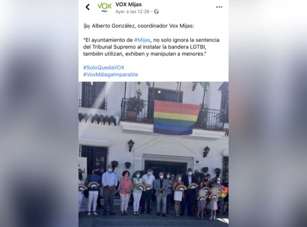 El mensaje publicado por el dirigente de Vox en Mijas (Málaga)