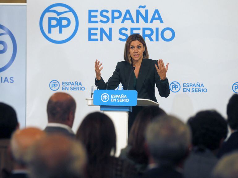 La secretaria general del PP, María Dolores de Cospedal, durante su intervención EFE José Luis Cereijido