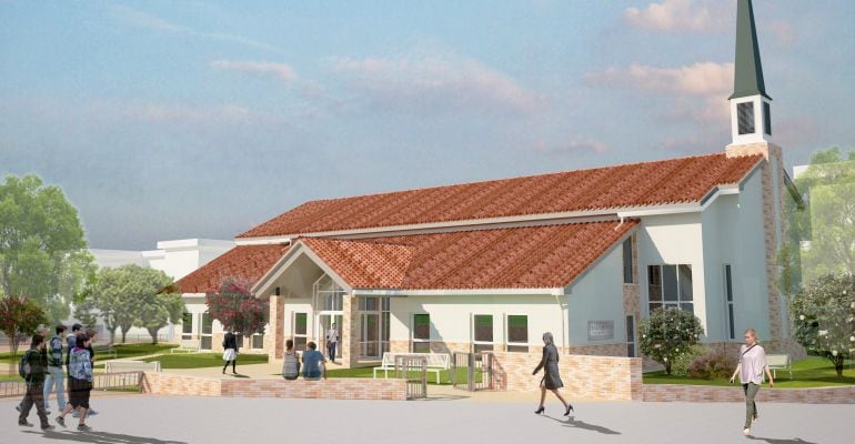 Imagen del proyecto del nuevo centro de reuniones de los mormones que se construirá en San Sebastián de los Reyes