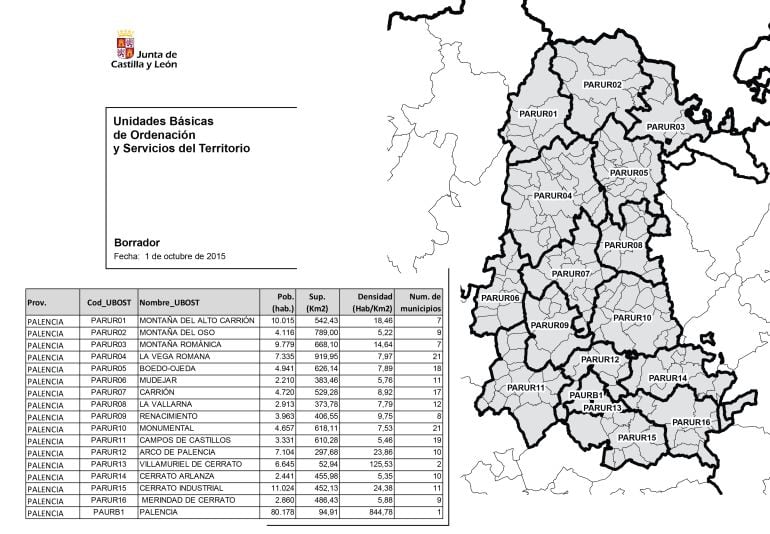 Mapa distribuido por la Junta