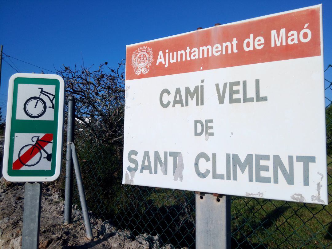 Cartell del camí vell de Sant Climent