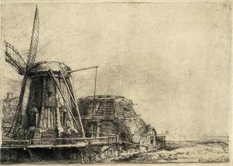 Fotografía facilitada por el Teylers Museum Haarlem de la obra de Rembrandt titulada "El molino" (1641), que forma parte de los cien Rembrandts más hermosos que se dan cita a partir de hoy en el museo Teylers
