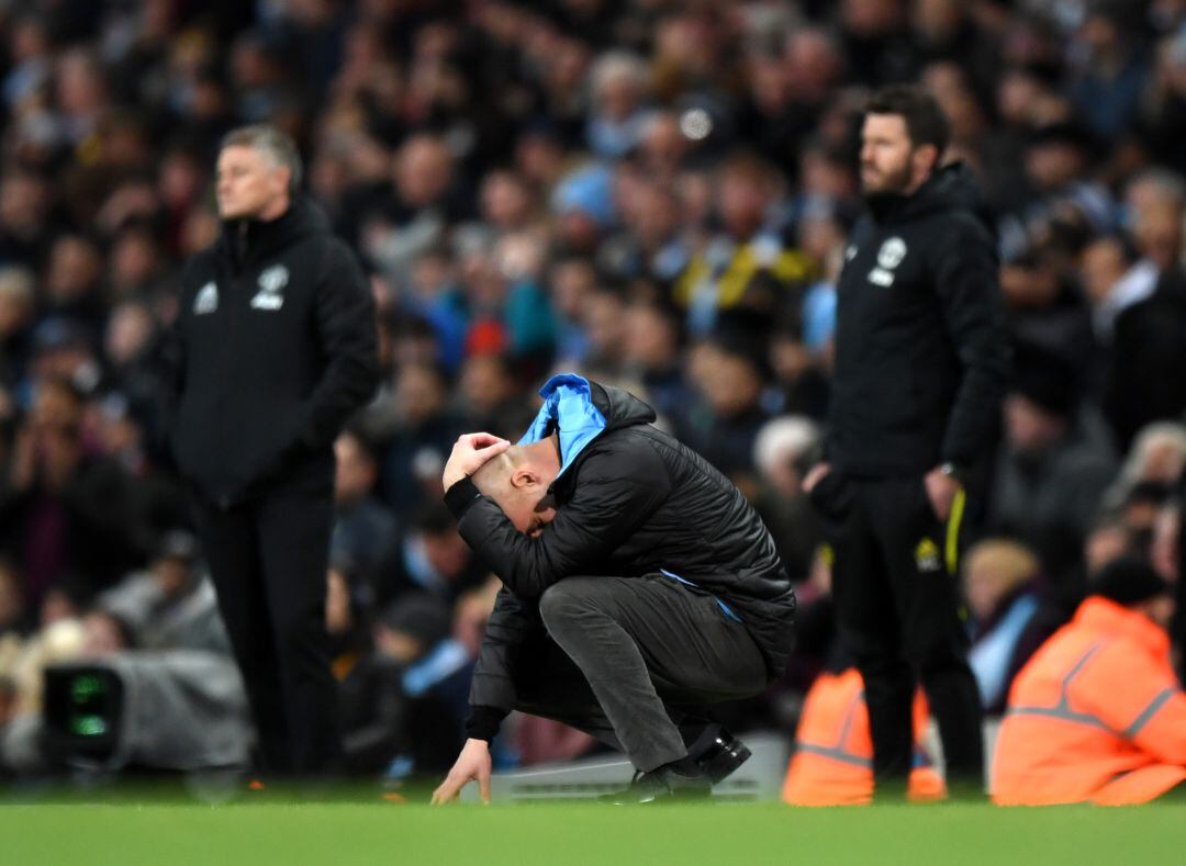 Guardiola, durante el partido contra el United. 