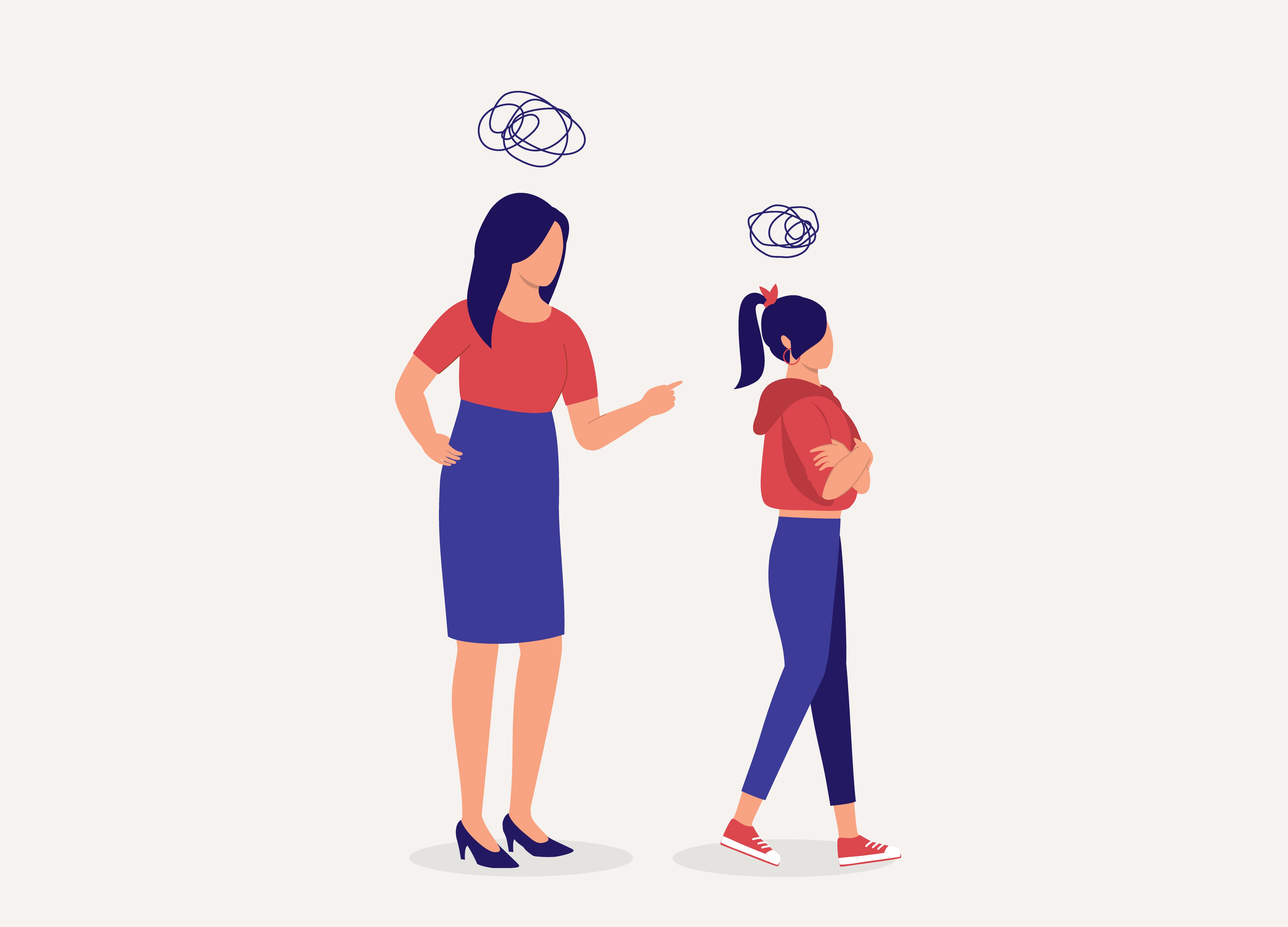 Ilustración de una madre y una adolescente