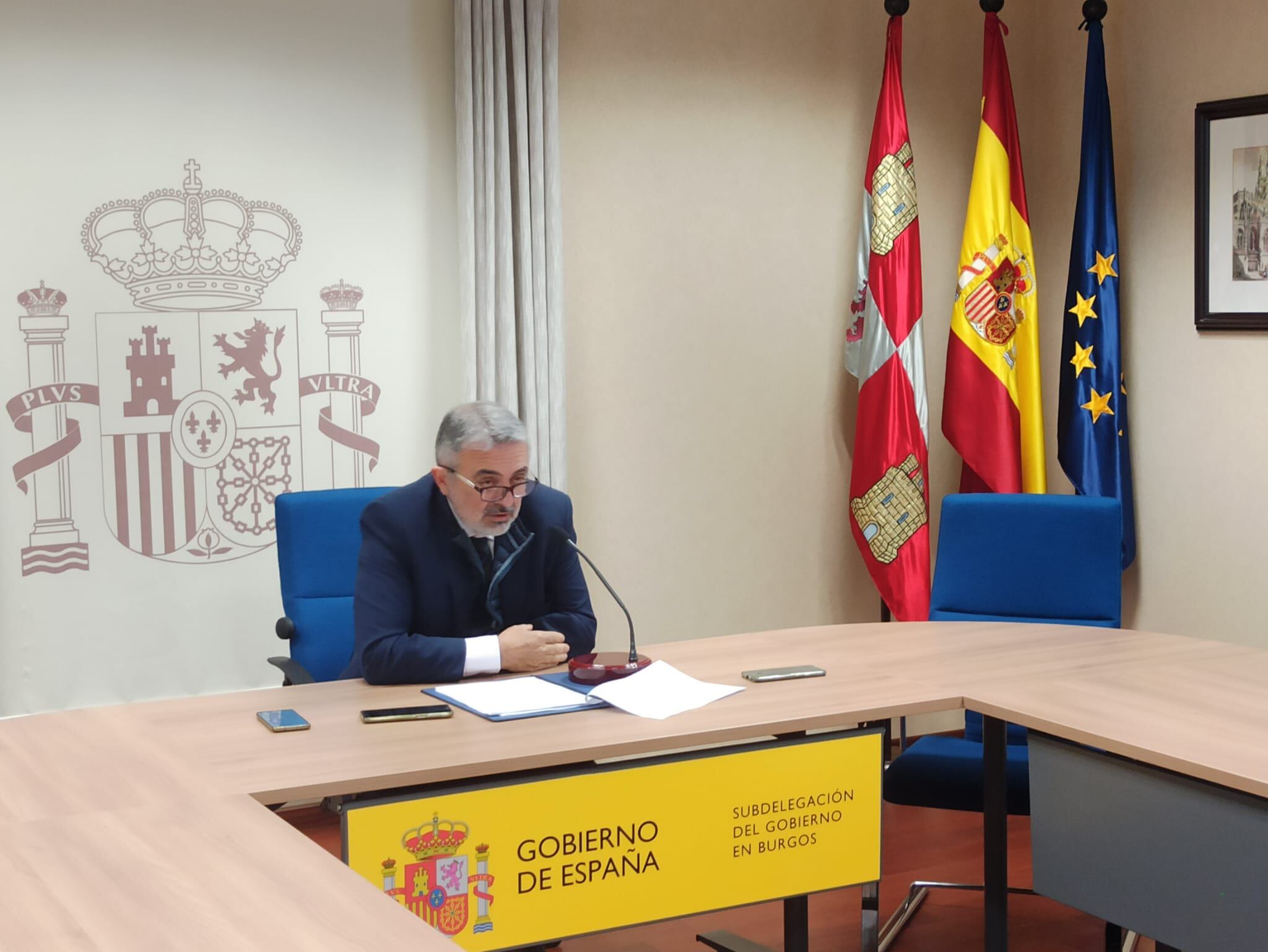 El subdelegado del Gobierno en Burgos, Pedro de la Fuente, en la presentación de la actualización de las pensiones