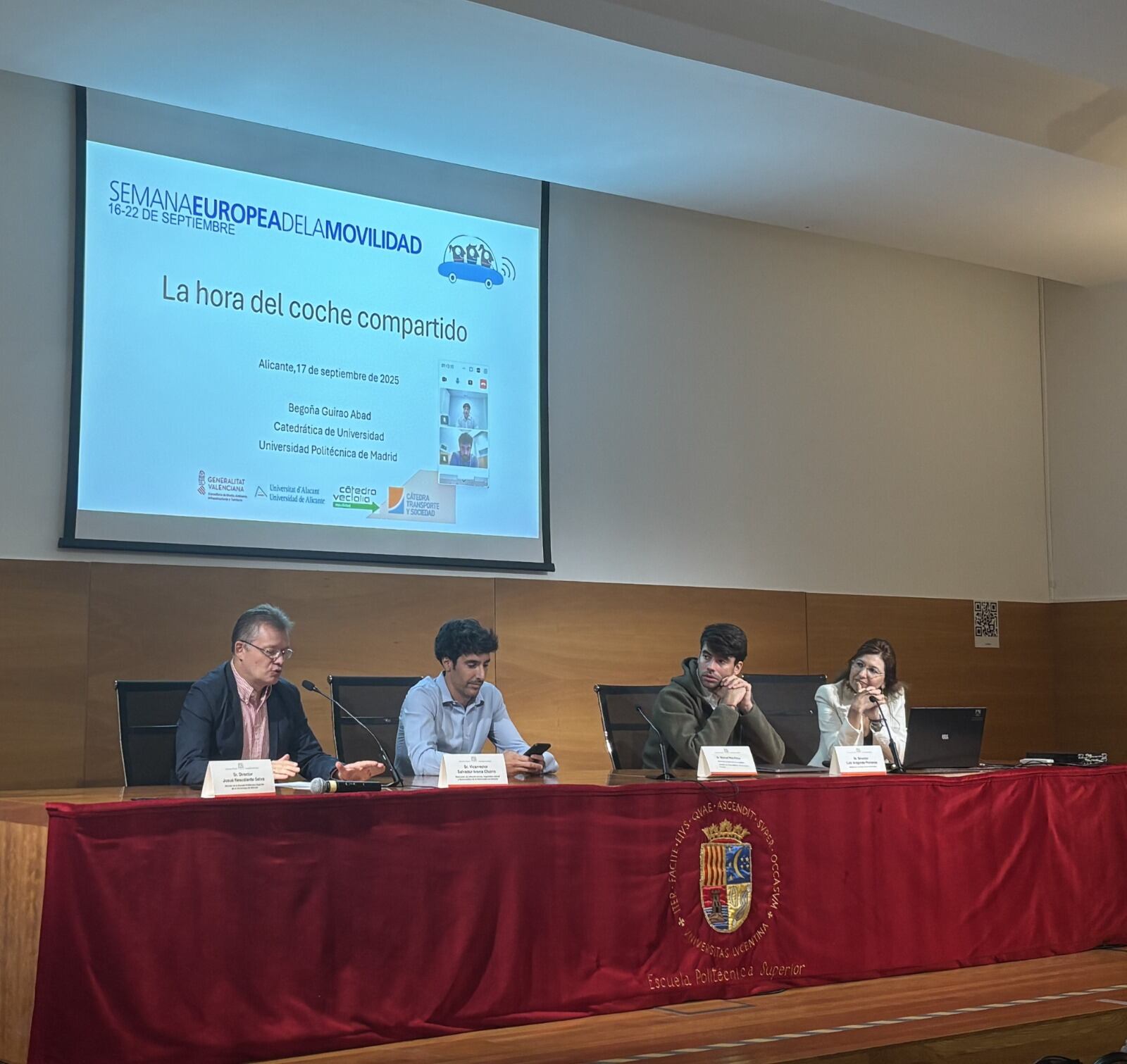 Presentación en la UA del estudio &#039;La hora del coche compartido&#039; presentado por Cátedra Vectalia en la Semana Europea de la Movilidad