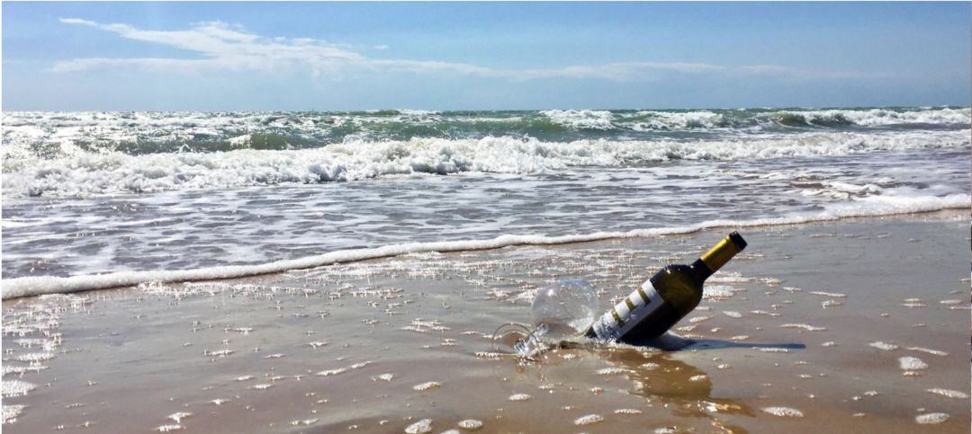 Botella en el agua