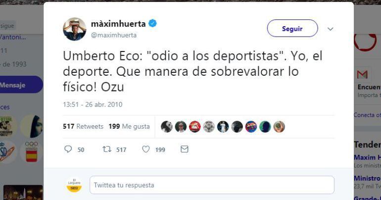 Uno de los polémicos tuits del exministro de Cultura.