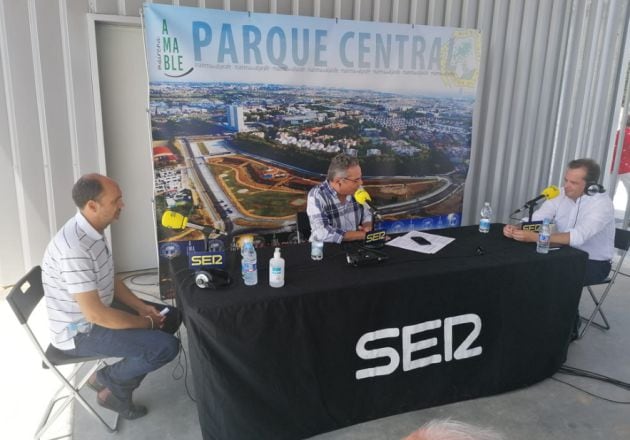 Antonio Sánchez Almendro y Antonio Conde con Salomón Hachuel en la inauguración del Parque Central de Mairena del Aljarafe