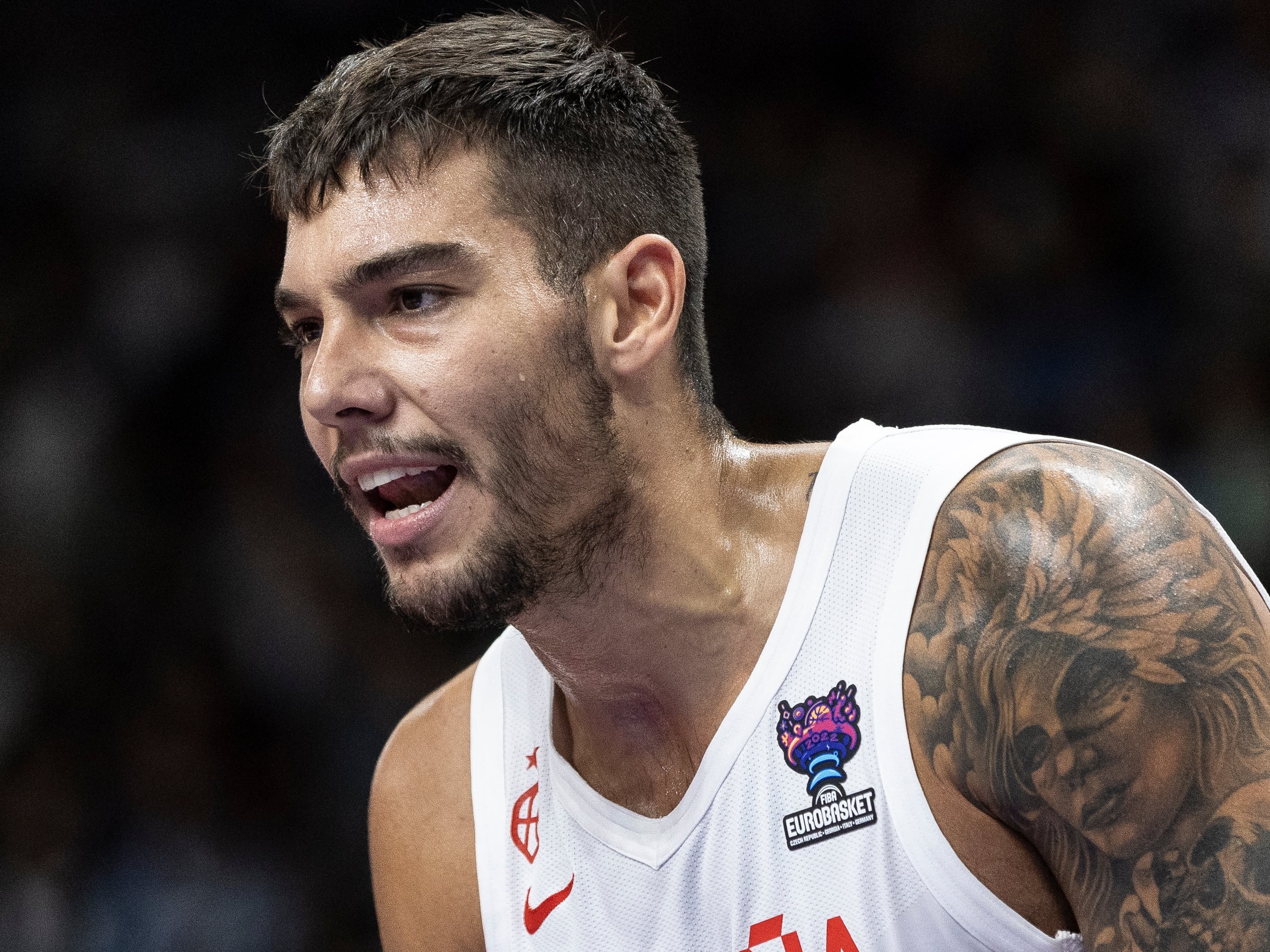 BERLIN, GERMANY - SEPTEMBER 18: Willy Hernangomez of Spain reacts during the FIBA EuroBasket 2022 final match between Spain v France at EuroBasket Arena Berlin on September 18, 2022 in Berlin, Germany. (Photo by Maja Hitij/Getty Images)