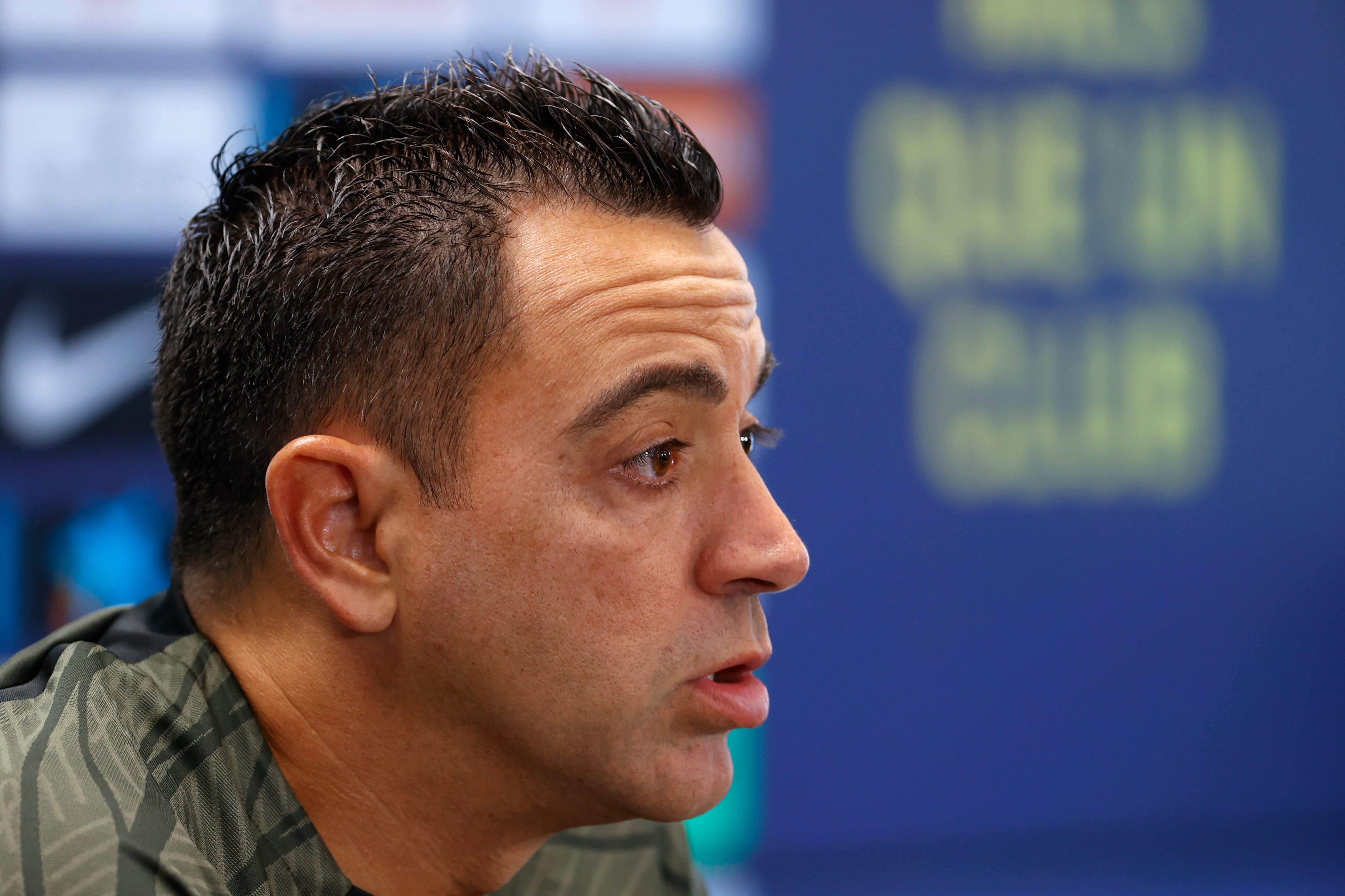 Xavi, en rueda de prensa, este sábado.