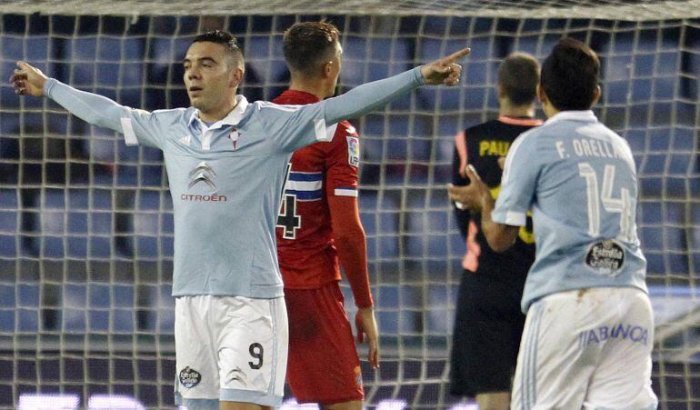 Iago Aspas celebra su gol al Espanyol.