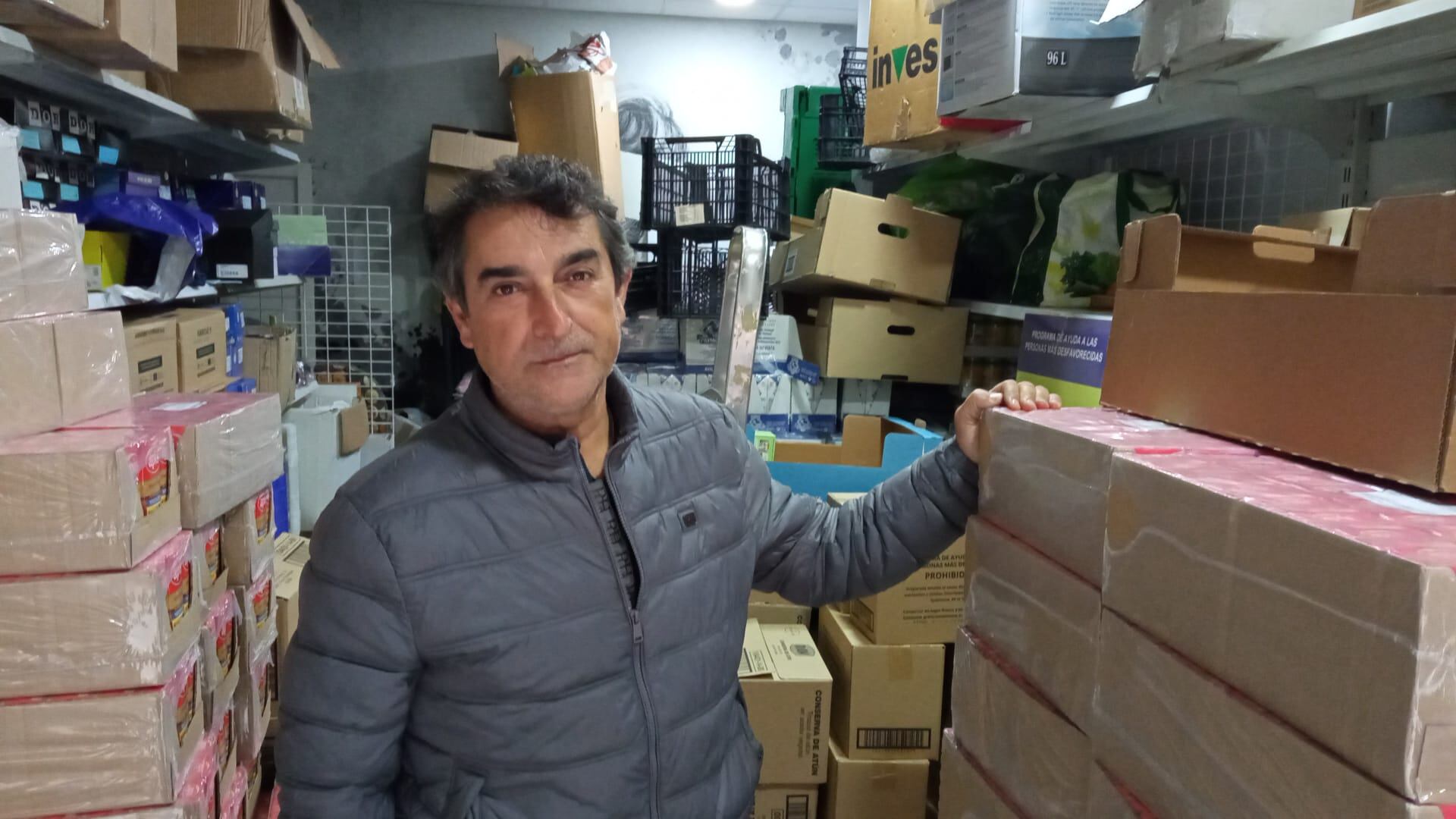 Rafael Ballesteros, en la delegación del Banco de Alimentos de Puertollano