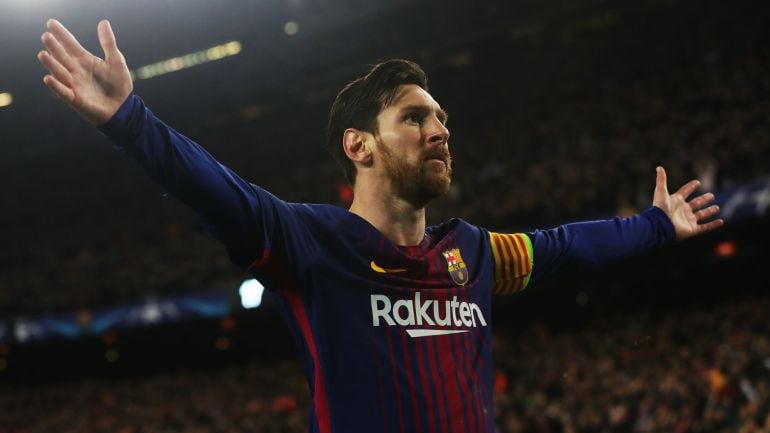 Messi celebra uno de sus goles frente al Chelsea