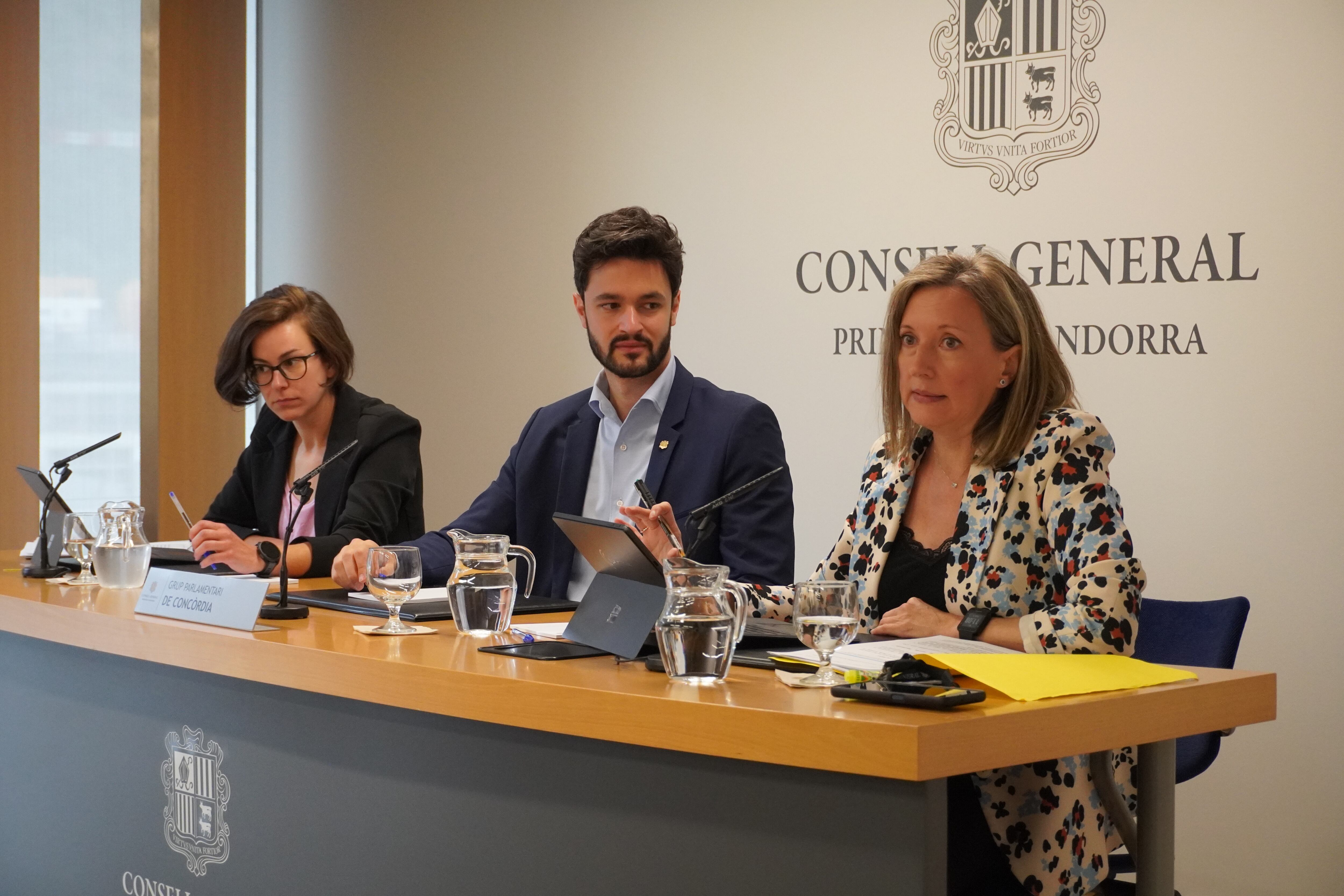 Els consellers generals de Concòrdia, Cerni Escalé, Núria Segués i Maria Àngels Aché