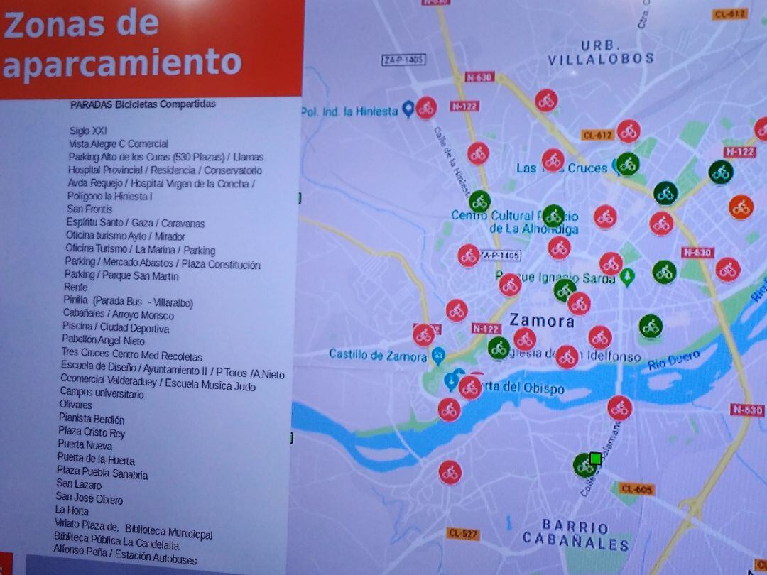 Plano de paradas del nuevo sistema de alquiler de bicicletas