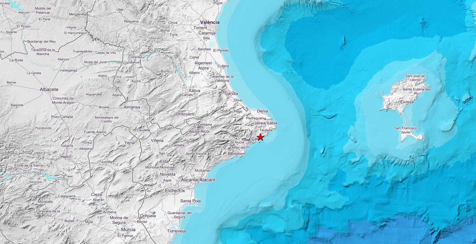 Imagen del Instituto Geográfico Nacional del terremoto ocurrido el 9 de abril en Alicante