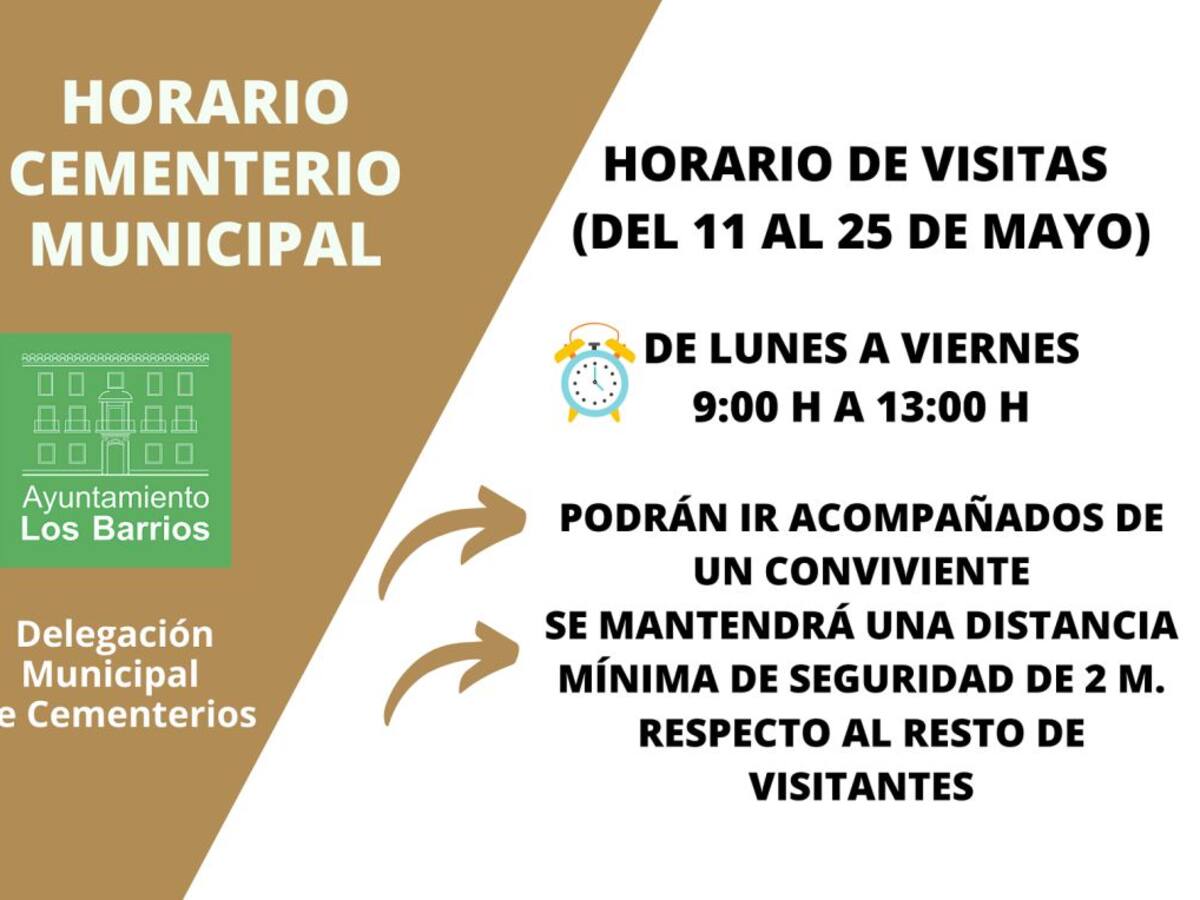 El cementerio de Los Barrios y Los Cortijillos reabrirán sus puertas a partir del lunes con horario reducido