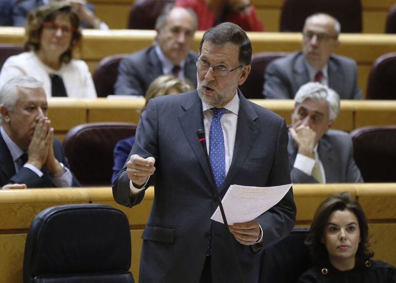 Mariano Rajoy interviene en el Senado durante la primera sesión de control al Gobierno de esta legislatura