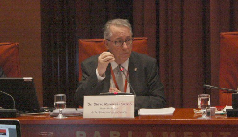 El rector de la UB, Dídac Ramírez, en la seva compareixença al Parlament 