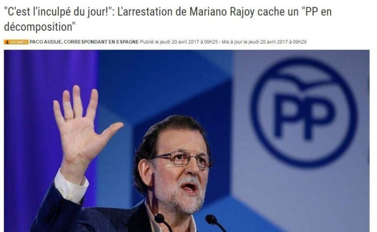 El diario belga LaLibre publicó el arresto de Rajoy en su edición digital.