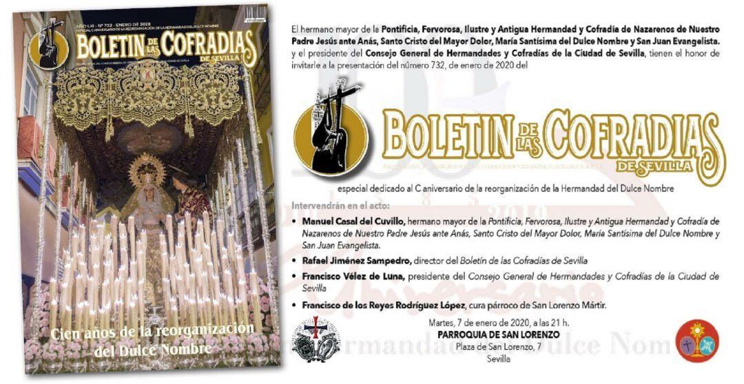 Portada del Boletín de las Cofradías dedicado al I Centenario de la Reorganización de la Hermandad del Dulce Nombre